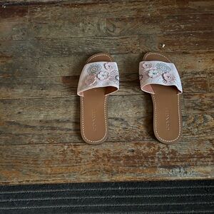 Coach Pink Floral Slide Sandals